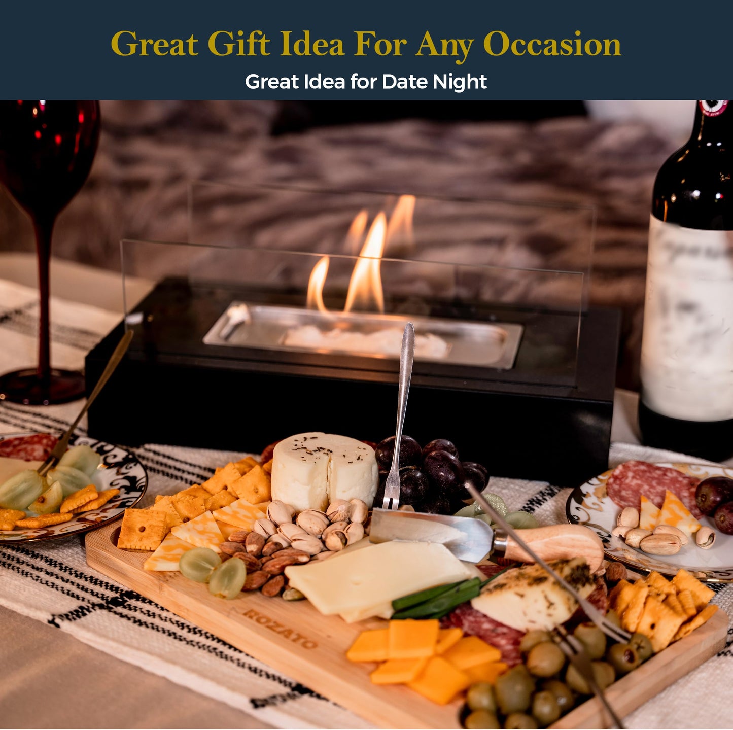 Tabletop Fire Pit with Smores Maker Kit Portable Indoor/Outdoor Mini Small Fireplace Table Top Decor Home Patio Balcony Backyard Gifts for Women Mom Her Wedding Mothers Day Housewarming Birthday Gift - The Home Nourisher