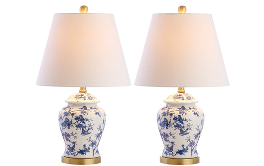 JONATHAN Y JYL3005A-SET2 Set of 2 Table Lamps Penelope 22" Chinoiserie Classic,Cottage,Traditional,for Bedroom, Living Room, Office, College Dorm, Coffee Table, Bookcase, Blue/White